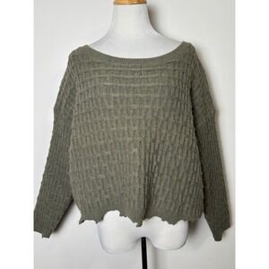 Freeme Cropped Chunky Knit Sweater M Oversized Crop Distressed Indie Goblin Boho
